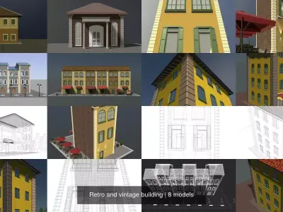 Retro and vintage building 3D Model Pack