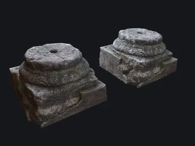 Old Column Base - High and Low poly versions Free low-poly 3D model