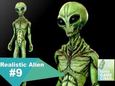 Realistic Alien 9 insectoid Low-poly 3D model