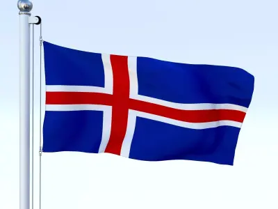 Animated Iceland Flag Low-poly 3D model