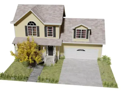 Cartoon house Low-poly 3D model