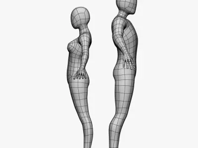  Low Poly Base Mesh-Female/Male 
