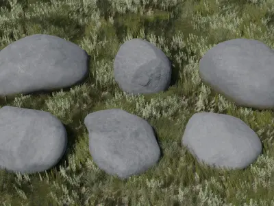 Set of Rocks Low-poly 3D model