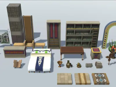 Mesopotamia Babylon Furniture Low-poly 3D model