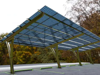 Lowpoly Solar Carport-L-3 Types-Steel Structure Low-poly 3D model