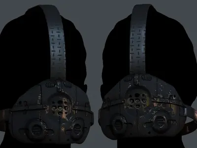 Gas mask helmet 3d model scifi Low-poly  Low-poly 3D model