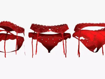 Valentines Garter Belt with Panties Low-poly 3D model
