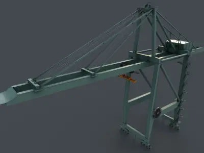 PBR Quayside Container Crane V2 - Green Light Low-poly 3D model
