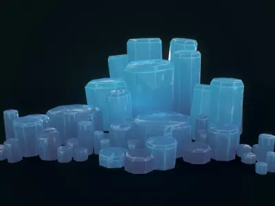 Crystals Cyl 8 pcs  Low-poly 3D model