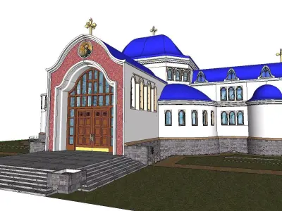 Architecture-Religion-God-Culture-Temple-095 church with domes 3D model