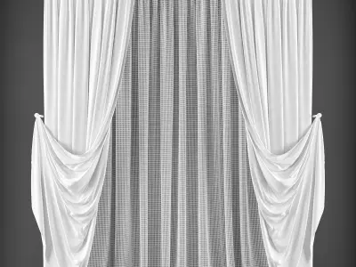 Curtains curtain with drapes Low-poly 3D model buy