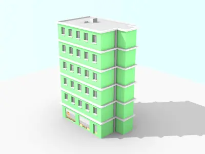 low poly apartment building Free low-poly 3D model