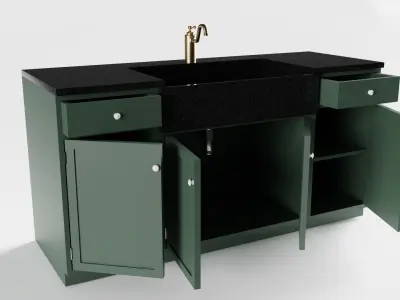 Green Cottage Kitchen Sink 3D model