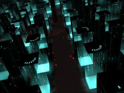 City futuristic with lights 3D model