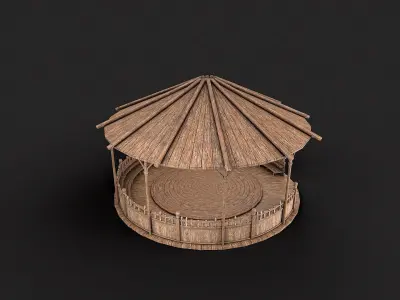 Circular Wooden Platform Arena Low Poly PBR Low-poly 3D model