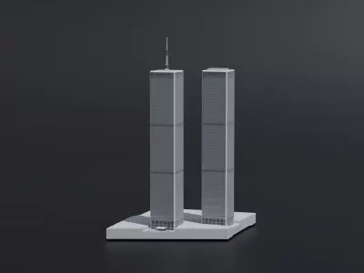 World Trade Center 1973-2001 Low Poly  Low-poly 3D model