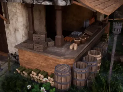 Medieval Village Modular Environment Pack Game Ready Low-poly 3D model