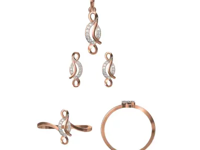 Light wt Ring Earrings Pendant set 3dm stl 1-render details 3D print model 8