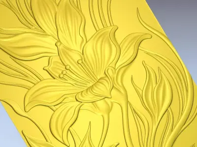 Decorative Floral Relief Wall Decor Set STL Mural CNC 391 3D model
