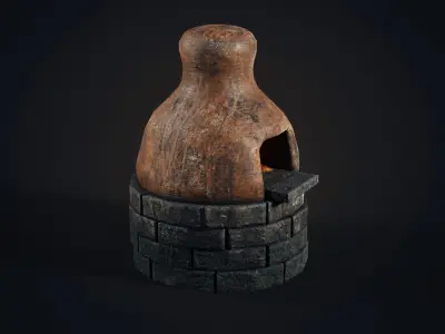 Handmade clay oven Low-poly 3D model