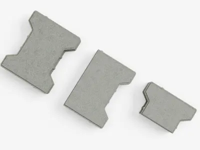 Self-locking I-shaped paving block Low-poly 3D model