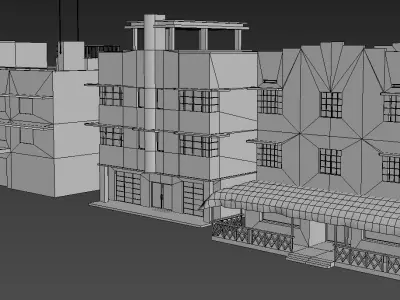 Hotels buildings - buildings Low-poly 3D model
