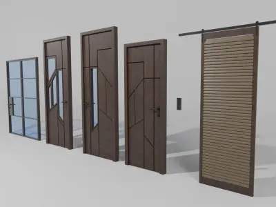 5 Doors Collection modern Free low-poly 3D model
