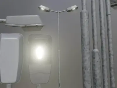 Street Light 5 Galvanized F2 M1 K0 A2 3000mm  Low-poly 3D model