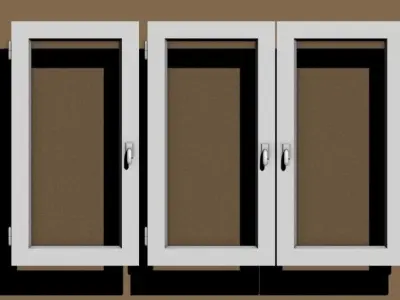 window with three panes 3D model