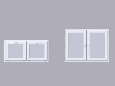 Set of low-poly bivalve windows Low-poly 3D model