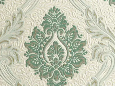 Sage Damask Medallion Wallpaper  Texture