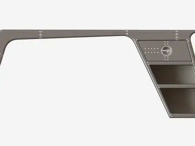 Metal Desk with Drawer 02 3D model