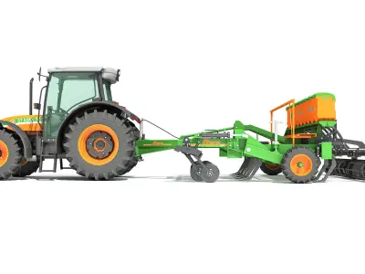 Stara Tractor with Seed Drill 3D model