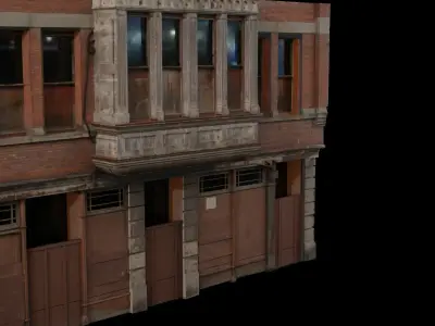 Derelict Wall-9 Low-poly 3D model