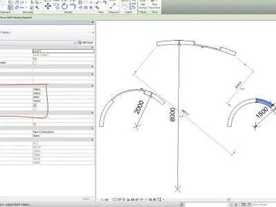 3D model Curved Door Revit Family Full Parameter 3D model