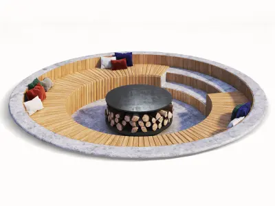 Outdoor roundseat Chair Low-poly 3D model