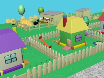 Village - Urban Low-poly 3D model