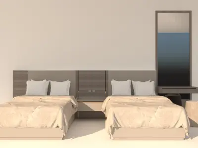 Hotel Line Nova Bed Set - twin 3D model