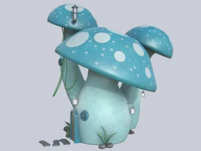Mushroom house Low-poly 3D model