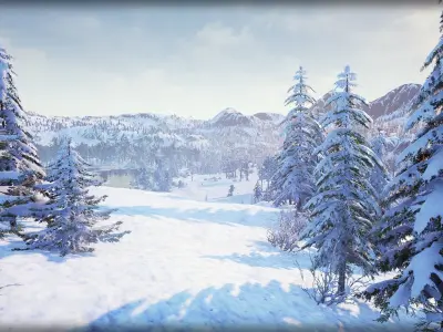 Winter Nature Low-poly 3D model