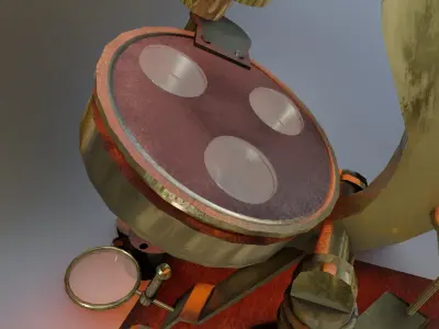 Old British Microscope 3d model Low-poly 3D model