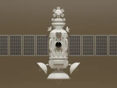 Sci Fi Satellite Low-poly 3D model