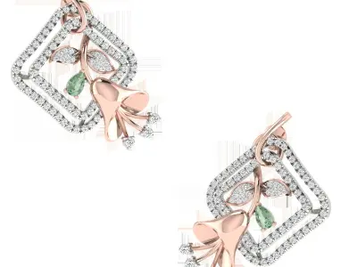 Women Pendant Earring Sets 3dm STL OBJ FBX Renders Details 3D print model 8