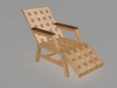 Wooden lounger Low-poly 3D model