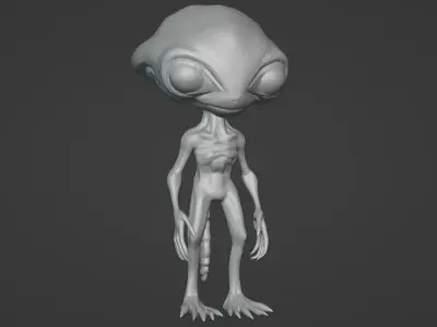 Realistic Gray Alien  3D print model