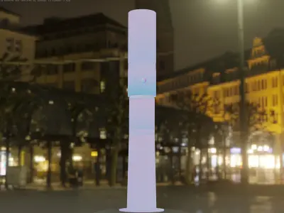 Low-Poly Blue Light Column 29 - Street Light Set-9 Low-poly 3D model