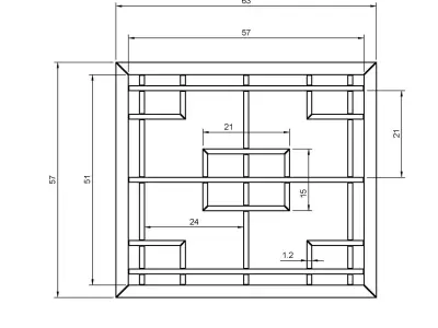 Tanojikuzushi art deco window frame - benjamin moore 3D print model