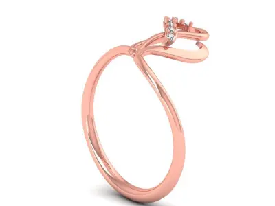 Solitaire Wedding Engagement Women Light Weight Bypass Rings 3D print model 6