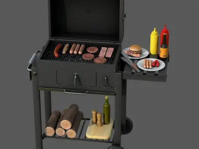 Barbecue with Complements 3D model
