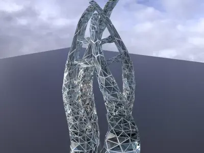 Sci fi Glass pyramid Modern tower 1 3D model